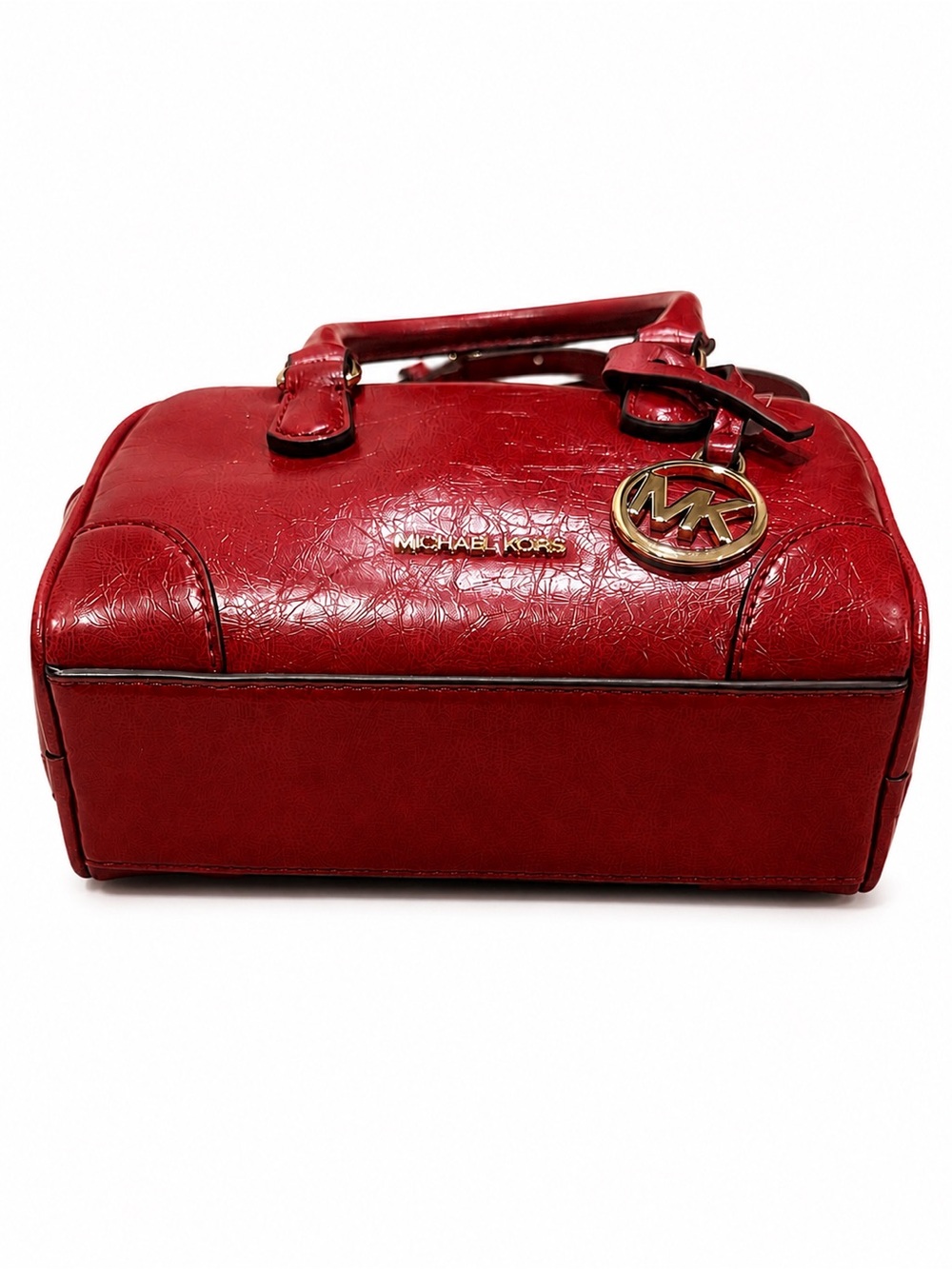 Michael Kors Thompson Extra-Small Distressed Convertible Satchel – Cherry - Picture 4 of 9